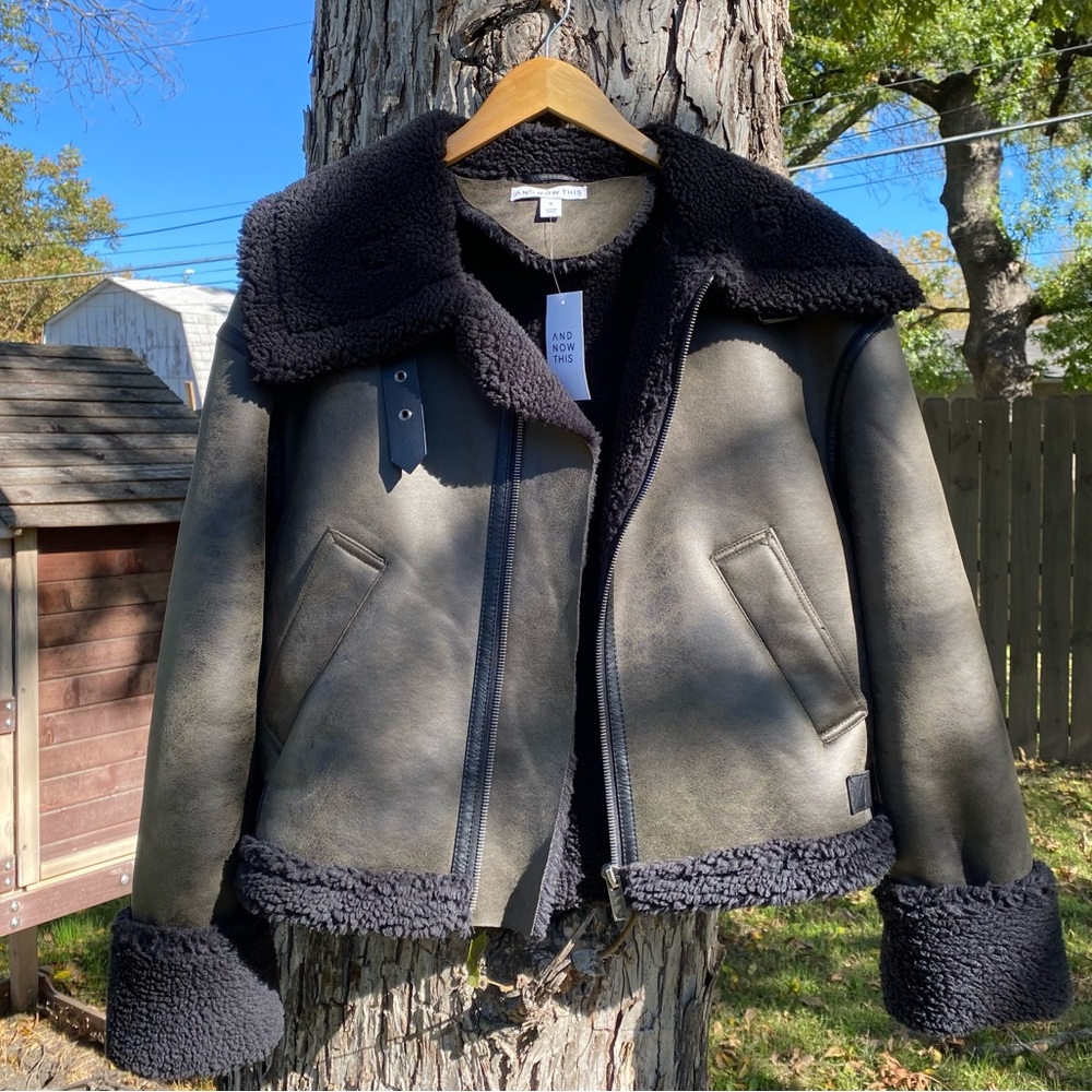 Green/ Black Sherling Coat